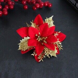 Christmas Plastic Simulation Pointsetta Flower Ornament